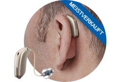 Bild zeigt ein meistverkauftes Hörgerät im Ohr