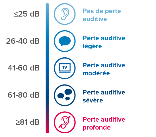 Les différents niveau d'audition et de surdité