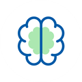 Ikona przedstawiająca ludzki mózg na białym tle.