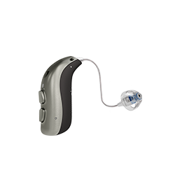 Model aparatu słuchowego Viron 9 na białym tle. Producent aparatów słuchowych - Bernafon.