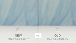 Bild på batterier till allt-i -örat hörapparater som kan rengöras