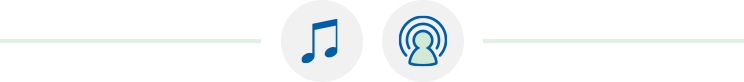 Ikon på ton och människa som visar att musik kan spelas i dina Bluetooth-hörapparater.