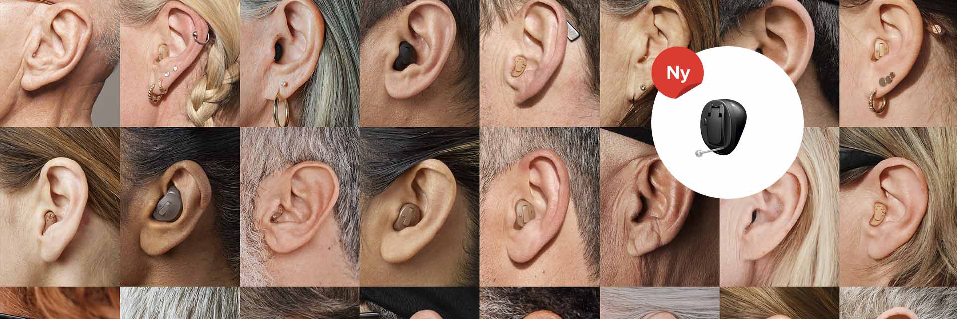 Bild på öron och hörapparater som visar att Audika är experter på hörsel med flera hörselkliniker.