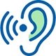 Bild på ett öra som det går ut ljud från. Det symboliserar objektiv hörsel där både du och andra kan höra din tinnitus 