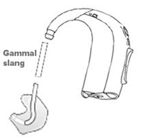 Tecknad bild på hörapparat med ljudslang