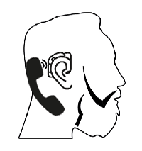 bild på hur man pratar i telefon med hörapparat