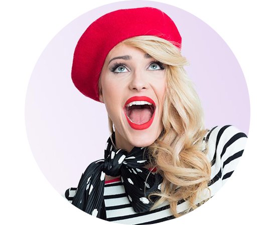 Image show happy woman with a red hat