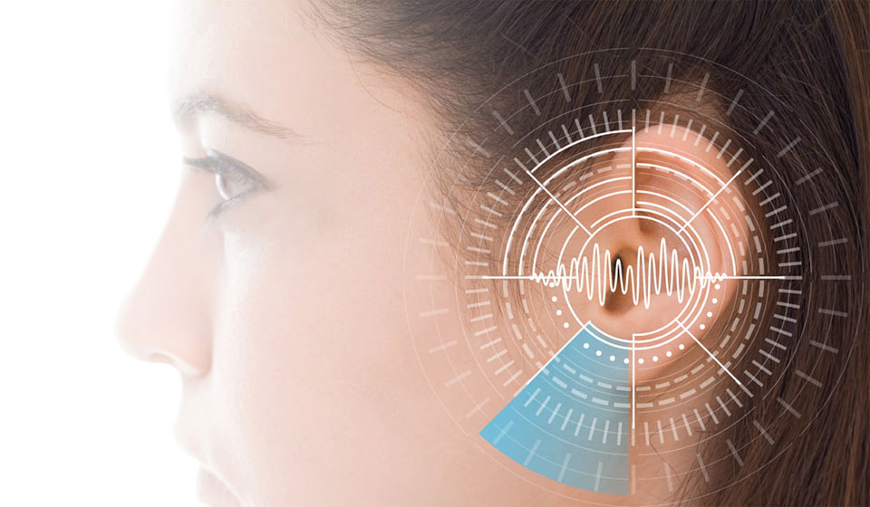 Images shows a girl with human hearing range