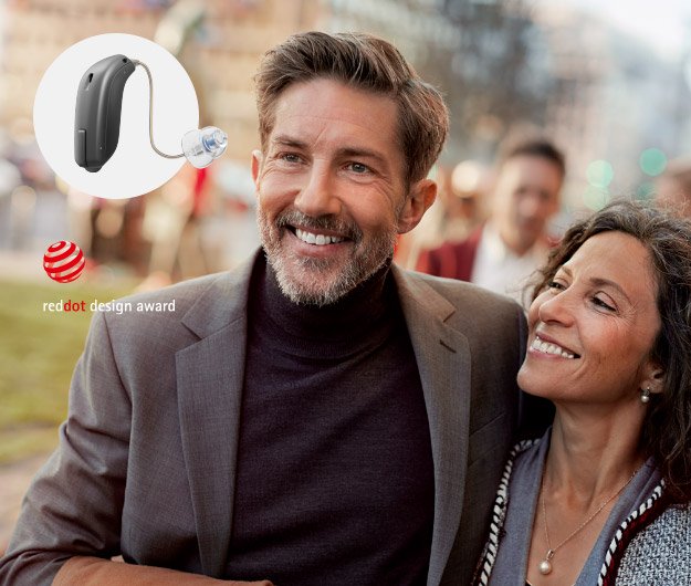 Image shows person wearing Oticon Opn S hearing aids