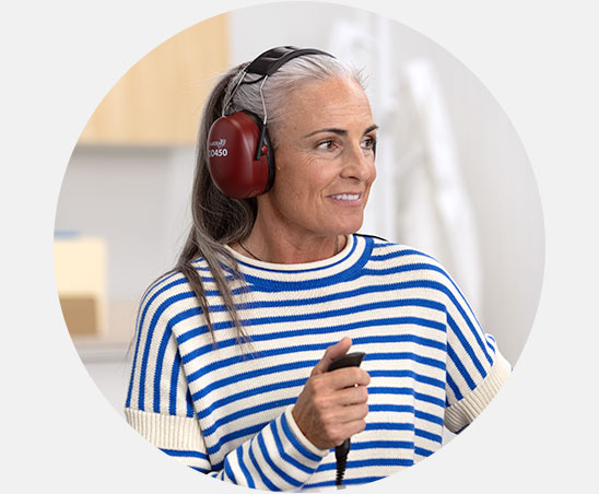 Lady taking a hearing test