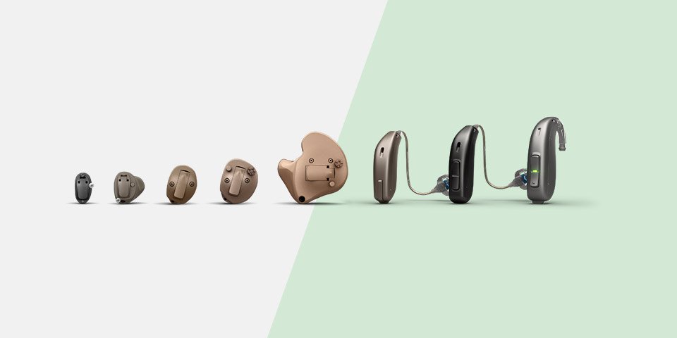 Afbeelding van gehoorapparaatmodellen van verschillende merken