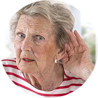 Afbeelding van vrouw die hand aan oor houdt om beter te horen